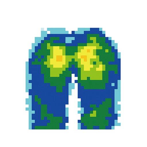使用例  圧力が強くかかっていることを示す赤い部分がないほど体圧を分散!※メーカー調べ