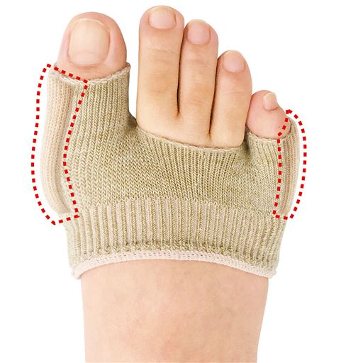 歩行時の痛みを軽減 足底の肉厚生地のクッション性で歩行時の母指球への負担をやわらげます。