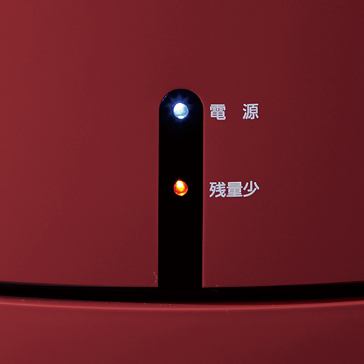お米の残量をLEDランプでお知らせ!<br>お米の残りが約6合になったら、本体前面のLEDランプが点灯し補充時期をお知らせします。