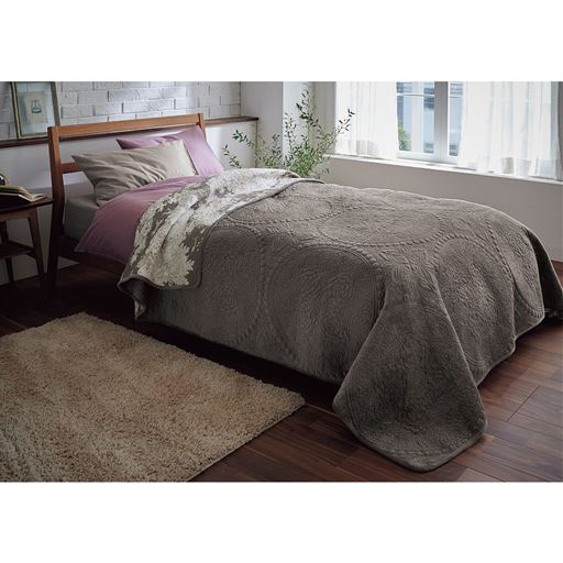 グレー(横250×縦200cm)<br>ベッドスプレッドとしても。