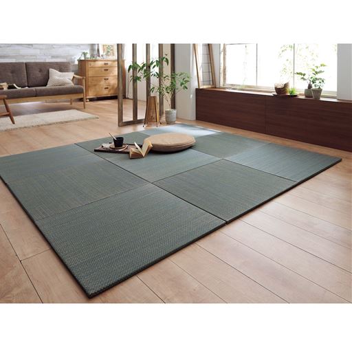 グレー 9枚組(210×210cm相当)<br>フローリングのお部屋の一角に敷くだけで癒しの和空間を演出。