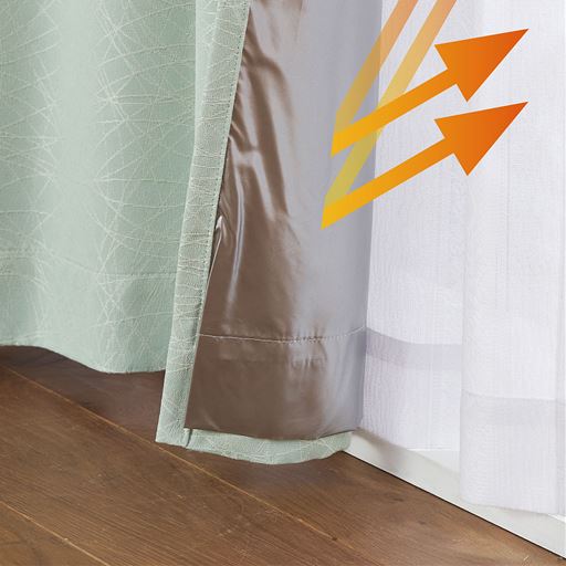 アルミコーティングの裏地を重ね、日差しや熱を反射。一年を通して冷暖房効率を高めます。