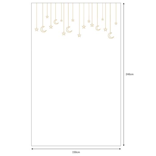 刺繍部分の大きさは全サイズ共通です(丈約59cm)。丈が短い小窓・腰高窓サイズのカーテンは無地部分が少なくなり、丈が長くなると多くなります。