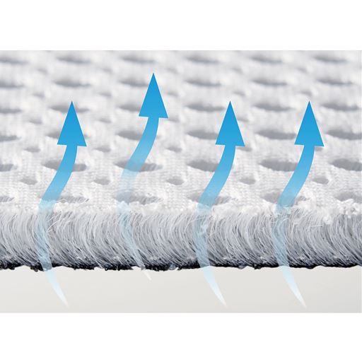 特殊な縦状の繊維構造なので通気性が良くクッション性・復元性も◎。