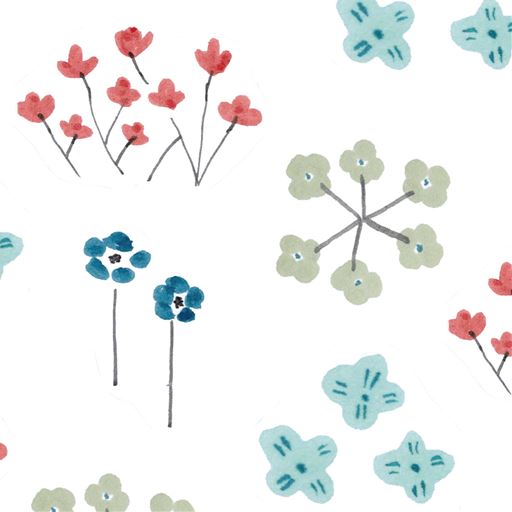 ブルー系(うたかた)<br>小花たちの儚さを、オフホワイトベースとブルーで爽やかに表現。