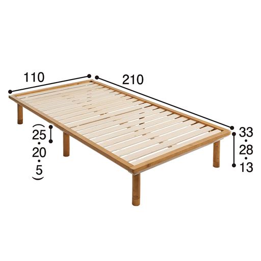 ライトブラウン ベッドフレーム<br>※寸法の単位はcm、( )内は内寸です。