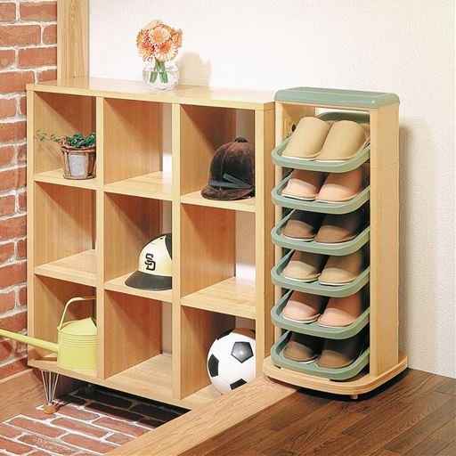 グリーン<br>スリッパラックとしても。