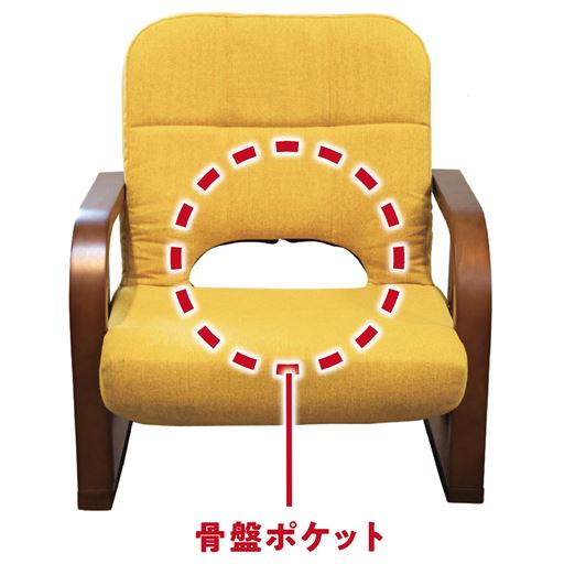骨盤ポケットが開いているため、深く座ることができ、自然と背筋が伸びた状態で座ることが出来ます。