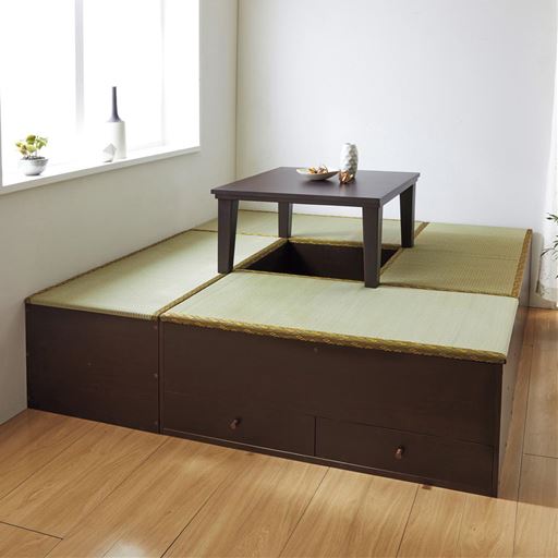 ブラウン(ハイタイプ) F (幅120cm)×3・G (幅120cm/引き出し)×1<br>座りやすいハイタイプ。組み合わせ次第で掘りごたつにすることもできます。