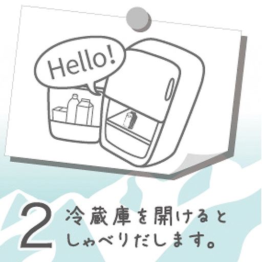 2 冷蔵庫を開けるとしゃべりだします。