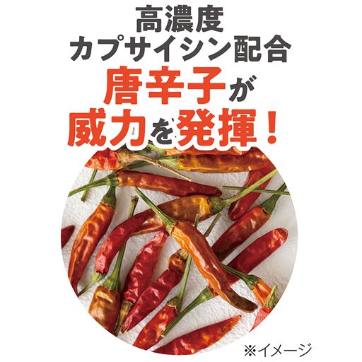 高濃度カプサイシン配合 唐辛子が威力を発揮!