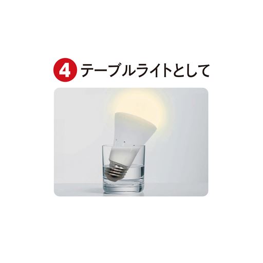 (4)テーブルライトとして 口金部分に水や湿った布を触れさせて点灯。