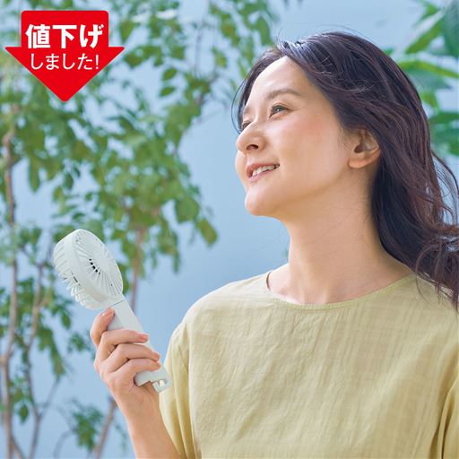 小さくてもパワフル! 2枚羽根のハンディファン。※2025年春夏シーズンより販売価格を見直しました。