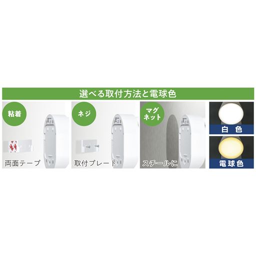 選べる取付方法と電球色