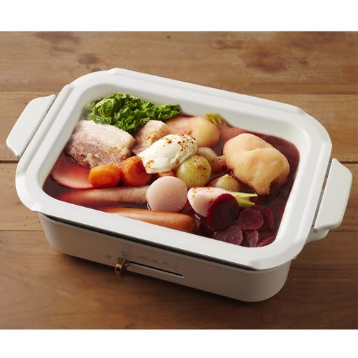 コンパクトホットプレートの上にセットして煮物やお鍋がたのしめるBRUNOコンパクトホットプレート用セラミックコート鍋※本体は別売りです