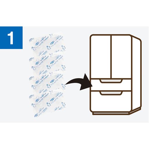 使い方は簡単3ステップ 保冷剤をシワにならないように冷凍します。