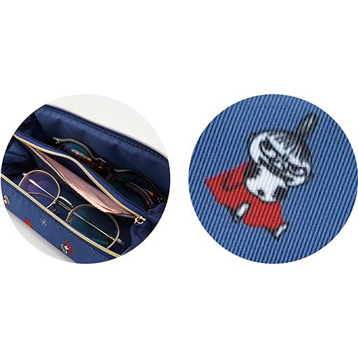 メガネクロスが入る便利なポケット付 (ネイビー柄アップ)