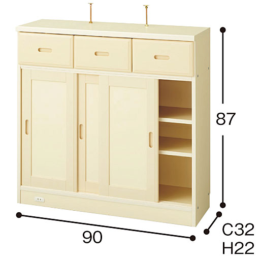 サイズC・H ※コンセントは左右どちらにも取り付け可能です。<br>※寸法の単位はcmです。