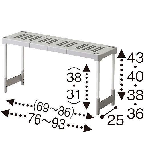 C(クローゼット用) ※寸法の単位はcmです。<br>※高さ内寸は最も高く設定したときと最も低く設定したときのものです。