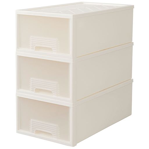 ホワイト A(浅型3個)<br>3個積み重ね時高さ66cm