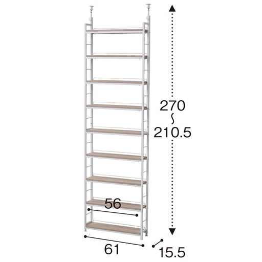 B (幅61cm) ホワイト<br>※寸法の単位はcmです。