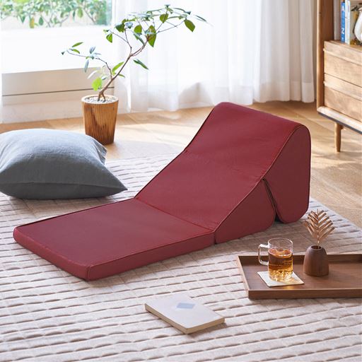 エンジ<br>おうち時間が充実! ごろ寝クッションテレビまくらです。硬さ280N