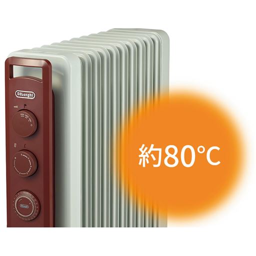 やけどしにくい安全設計 フィンにあけられた穴によって外周部へ熱を伝わりにくくする「サーマルカットフィン」で、平均表面温度約80℃を実現。安全性を高めました。