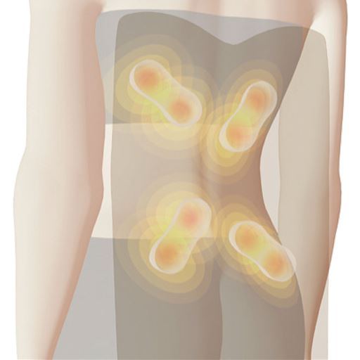 腰 背中 上下のもみ玉が背中や腰の広い範囲をくまなくもみほぐすマッサージを実現。<br>※イメージ