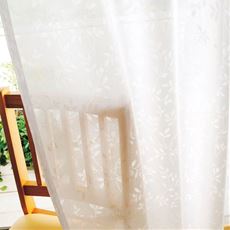 【オーダー】リーフ柄の防炎ミラーレースカーテン(UVカット)