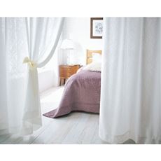 繊細な草花柄ミラーレースカーテン