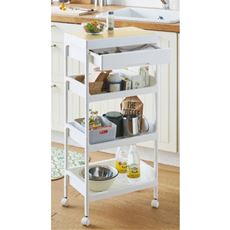 引き出し付きウッドテーブルワゴン