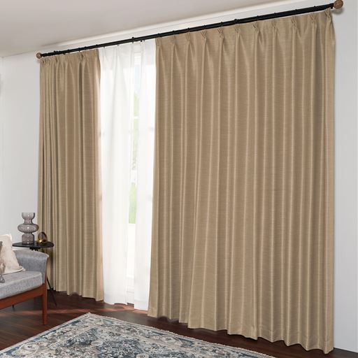 【形状記憶】遮熱保温・防炎遮光カーテン(2倍ヒダ)