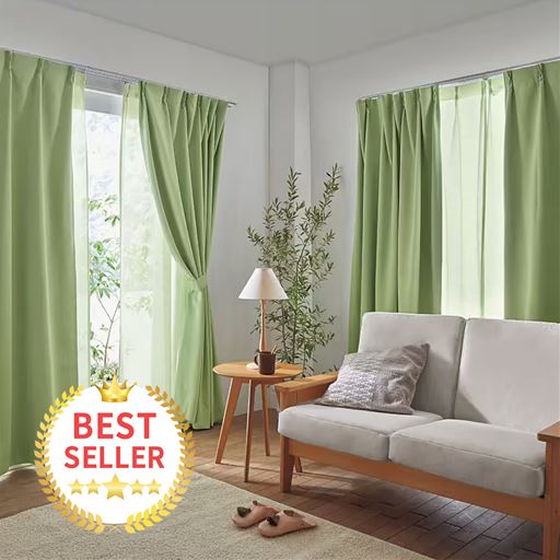 【形状記憶】2倍ヒダ防炎1級遮光カーテン