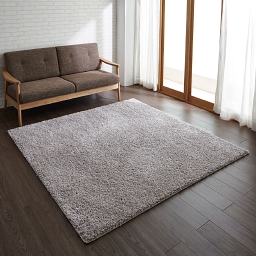 リユース品】日本製 防ダニシャギーラグ/長毛 遊び毛が出にくい 洗濯機