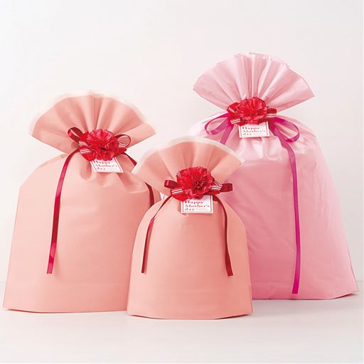 ピンク系<br>※ラッピングの中に入れる商品サイズによって、ラッピング袋の風合いが異なる場合がございます。