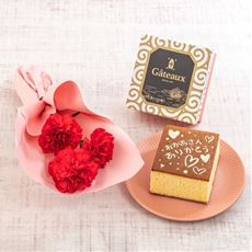 【母の日】ミニブーケ&長崎堂「絵柄入りカステーラ」セット