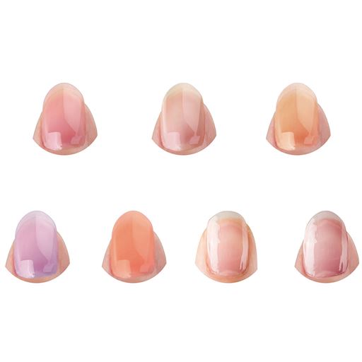 (上段:左から)Aほんのりピンク、Bクリア、Cほんのりベージュ<br>(下段:左から)Dラベンダー、Eサーモンピンク、Hピンクベージュ、Iほんのりローズ