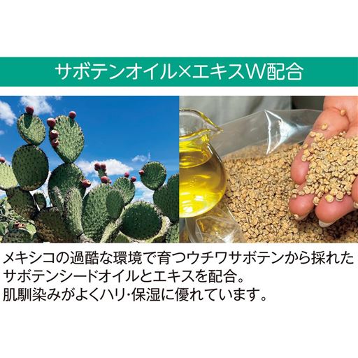 ※サボテンオイル=オプンチアストレプタカンサ種子油(保湿成分)<br>※サボテンエキス=オプンティアストレプタカンサエキス(保湿成分)