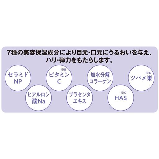 ※B アスコルビン酸<br>※C ヒト脂肪細胞順化培養エキス<br>※D アナツバメ巣エキス