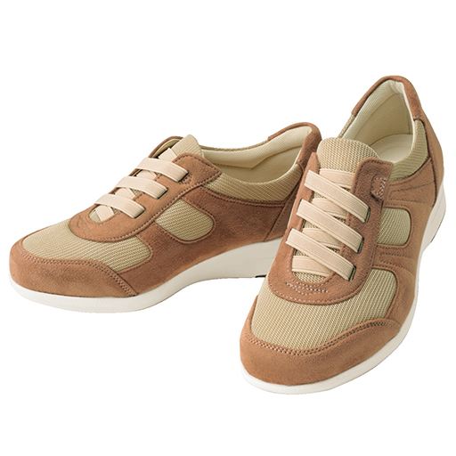 ピンクベージュ<br>甲ゴムだからほどけない!