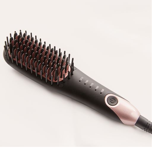ブラック<br>ブラッシング感覚で使える、ブラシ型ヘアアイロン