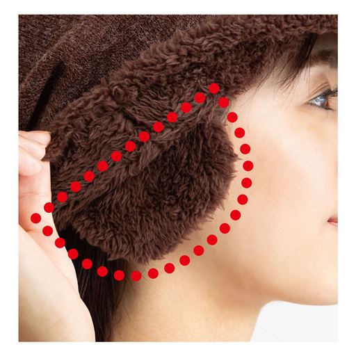 つば裏に耳当て付き