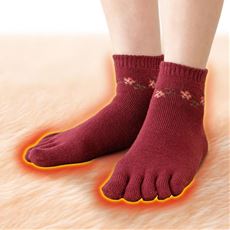 つま先まであったか全面パイル5本指靴下 3色組