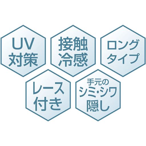 UV対策 接触冷感 ロングタイプ レース付き 手元のシミ・シワ隠し