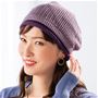 ラベンダー <br>ふんわりおしゃれな透かし編みニット帽子