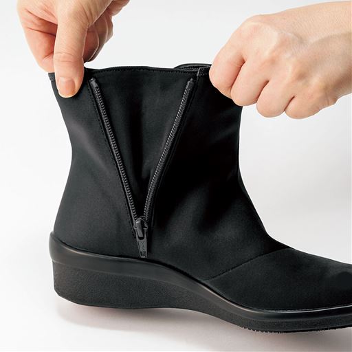 ファスナーからの水の浸入を防ぐ二重仕様