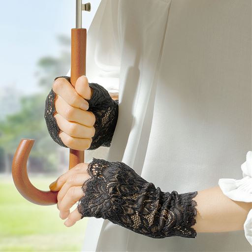 UVカット率約96%!(甲部分)<br>レースなのにしっかり紫外線対策できます