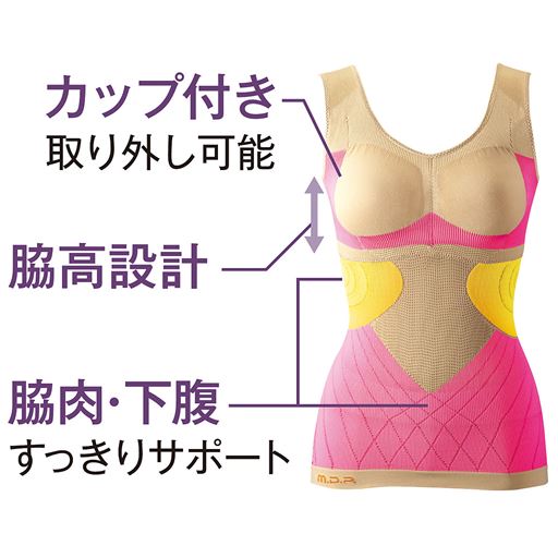 ベージュ カップ付き 脇高設計 脇肉・下腹
