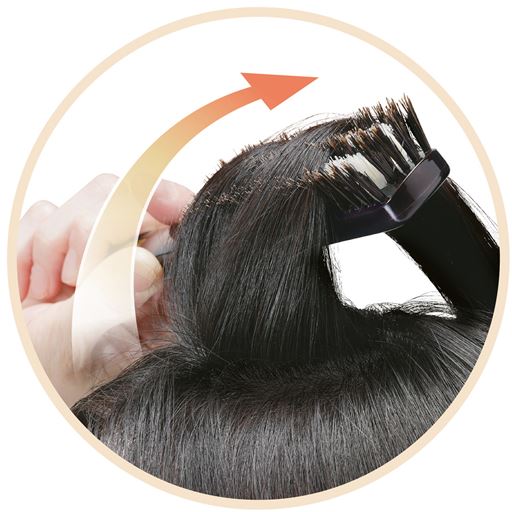 髪をキャッチしてふわっとボリュームアップ!