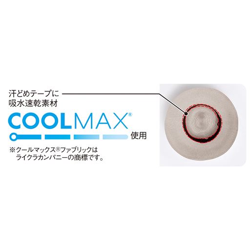汗どめテープに吸水速乾素材 COOLMAX使用